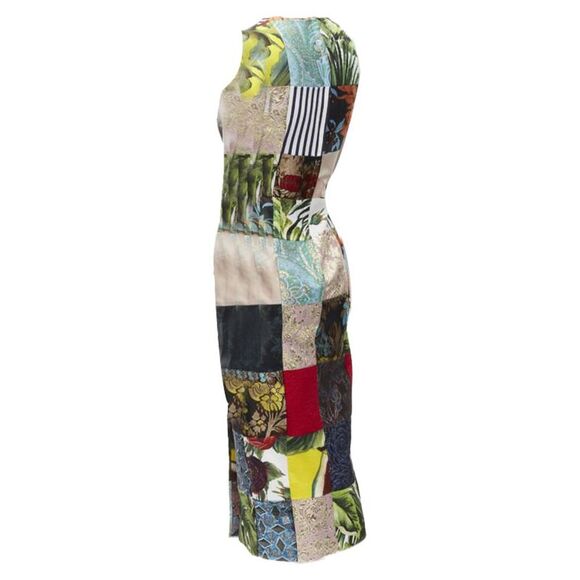 Pre Loved Dolce Gabbana Vintage Patchwork Slim Dress Women multicolor | - Picture 6 of 6
